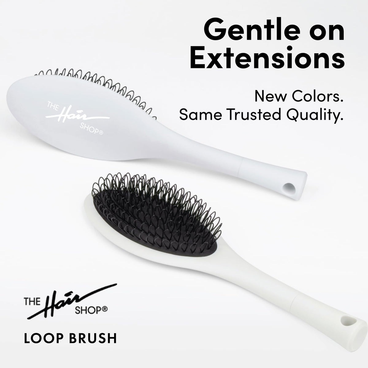 The Hair Shop Light Blue Loop Brush nylon bristles detangle roots without snagging bonds.