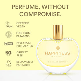 The Heart Company Happiness floral heart notes include jasmine and lily of the valley