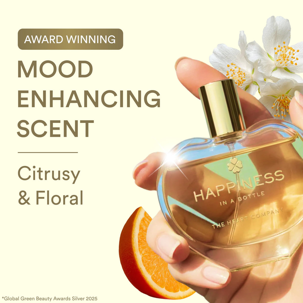 The Heart Company Happiness top notes of mandarin and bergamot awaken the senses