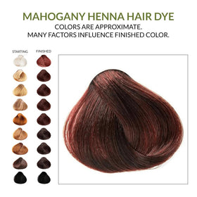 The Henna Guys mahogany hair color result on strands demonstrates rich shade