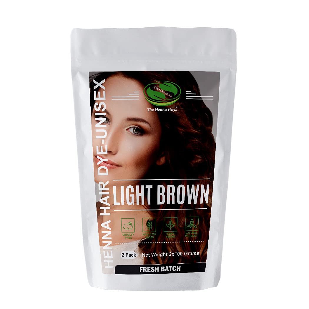 The Henna Guys light brown henna powder pack for natural color and conditioning