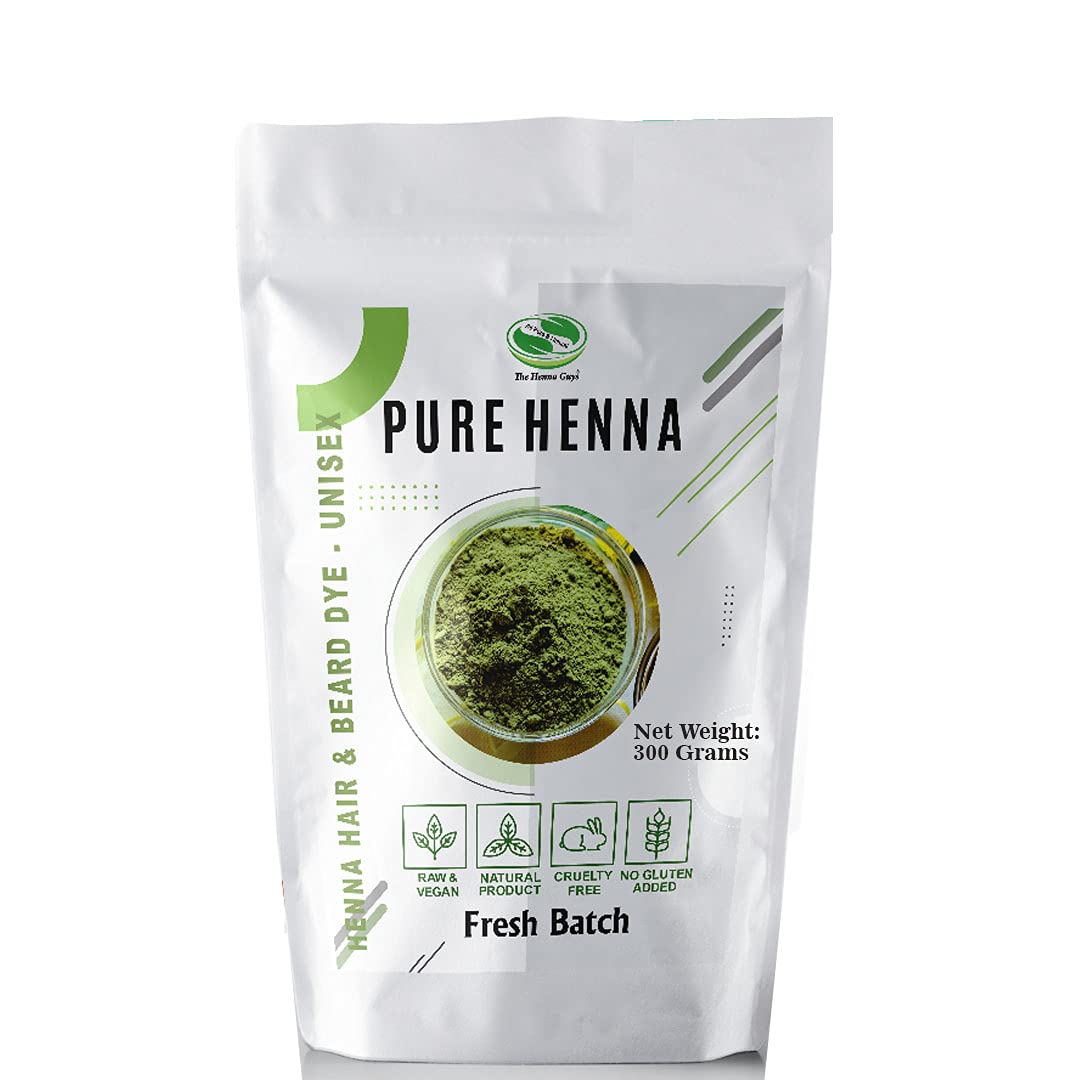 The Henna Guys red henna powder packaging, ready for at-home color.