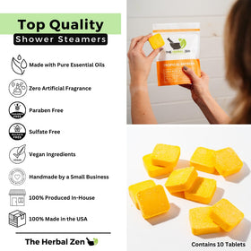 The Herbal Zen At-Home Spa Experience shower steamer releasing uplifting aroma