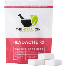 The Herbal Zen Head Hug steamers bottle pour shows easy-to-use peppermint-rosemary blend.