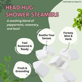 The Herbal Zen Head Hug steamers tablets close-up highlight natural essential oils.
