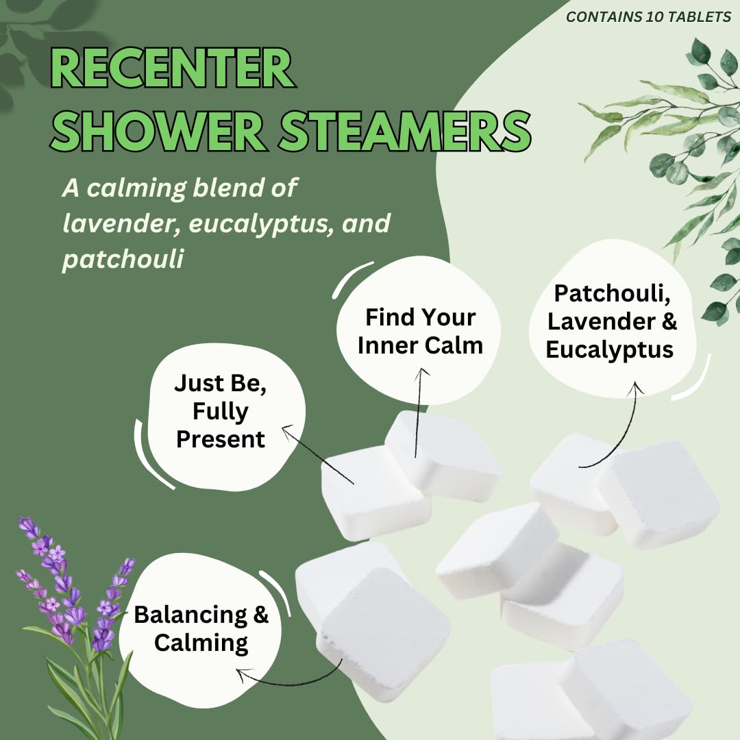 The Herbal Zen Lavender Eucalyptus Shower Steamers closeup showcasing soothing aroma for daily routines.