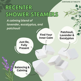The Herbal Zen Lavender Eucalyptus Shower Steamers closeup showcasing soothing aroma for daily routines.