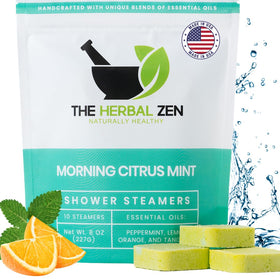 The Herbal Zen Morning Citrus Mint steamers front-pack view for energizing morning ritual.