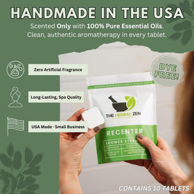 The Herbal Zen Natural Essential Oils Shower Steamers highlight pure ingredients.