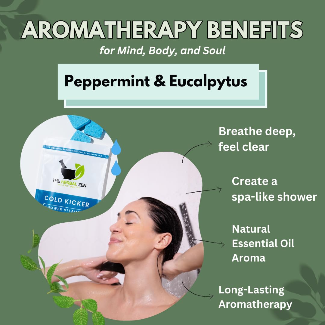 Peppermint eucalyptus aroma diffusing during shower for refreshing start.