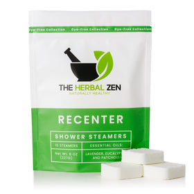 The Herbal Zen Recenter Shower Steamers lavender-eucalyptus pack enhances mood with natural essential oils.