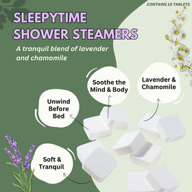 The Herbal Zen Sleepytime lavender steamer on shower floor for easy use