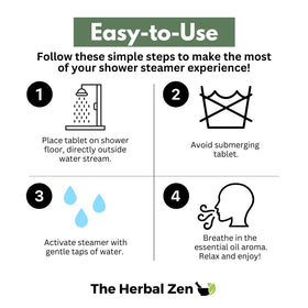 The Herbal Zen spa-like shower routine visual for daily self-care.