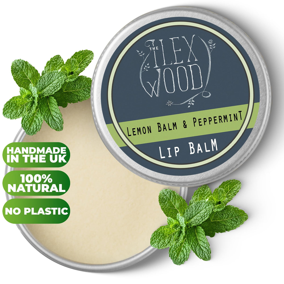 A hand holds The Ilex Wood lip balm for on-the-go use