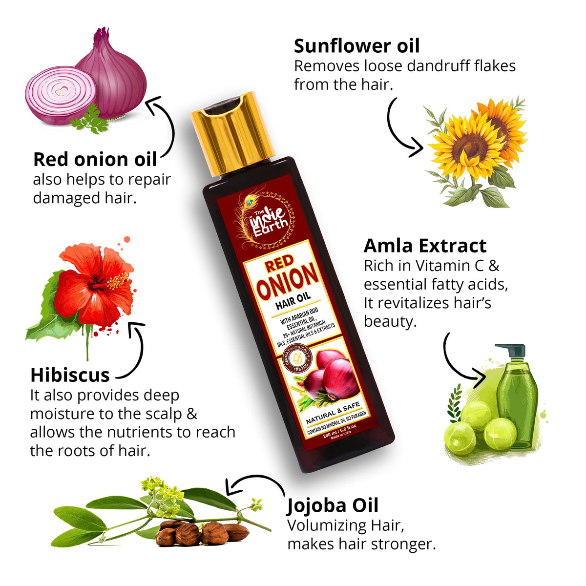 The Indie Earth Red Onion Hair Growth Oil application gesture supports targeted scalp nourishment.