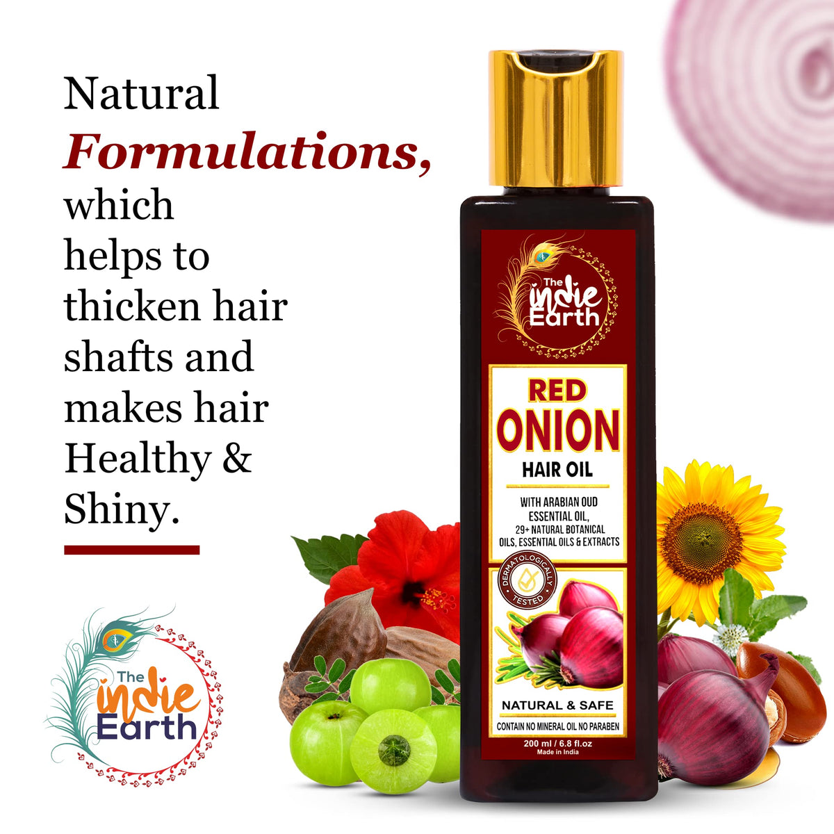 The Indie Earth Red Onion Hair Growth Oil post-use shine reveals healthier-looking hair.