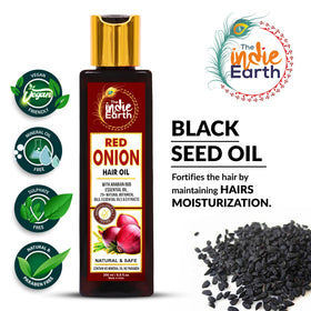 The Indie Earth Red Onion Hair Growth Oil scalp massage promotes even distribution and comfortable application.