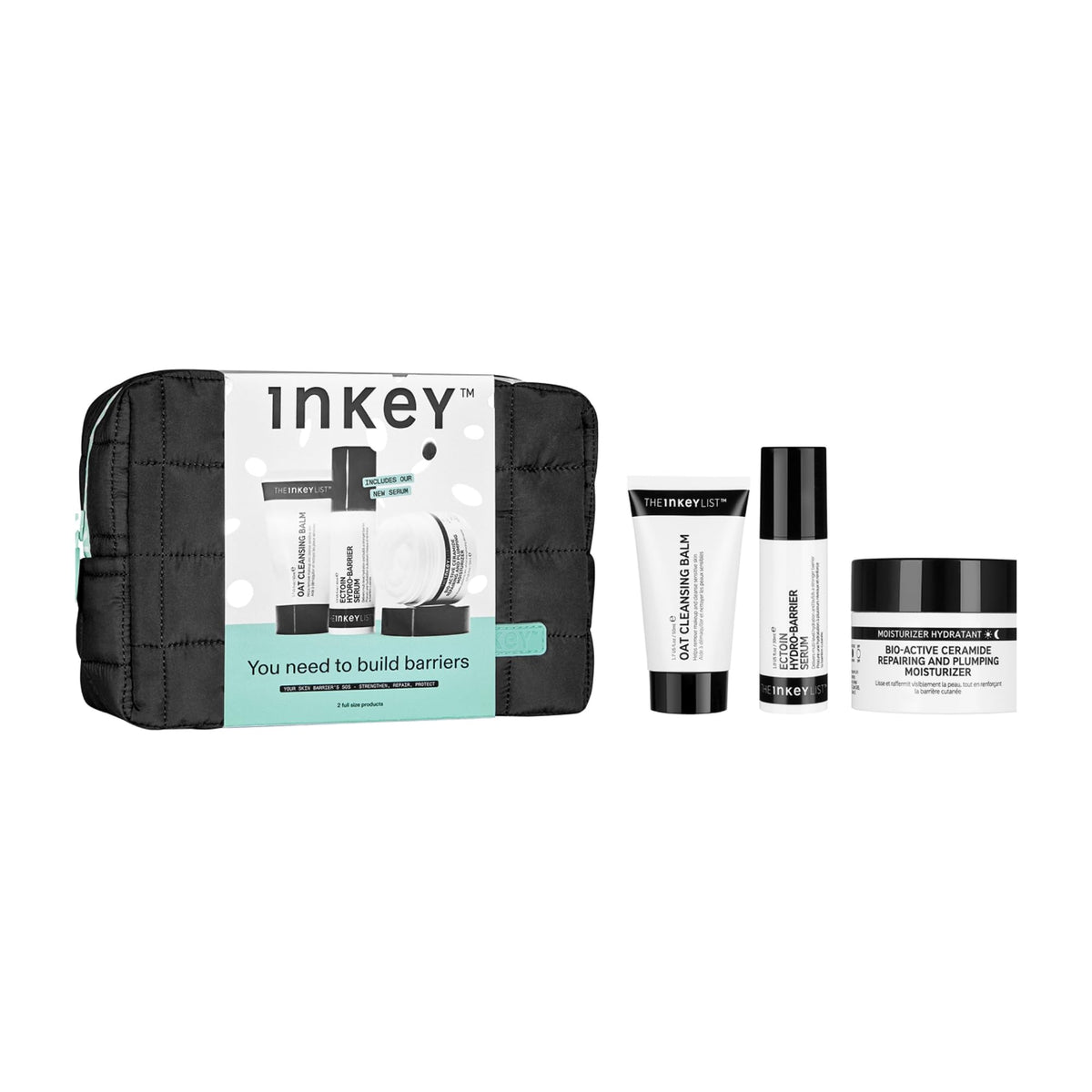 The INKEY List Oat Cleansing Balm bottle pour demonstrates gentle makeup removal and hydration.
