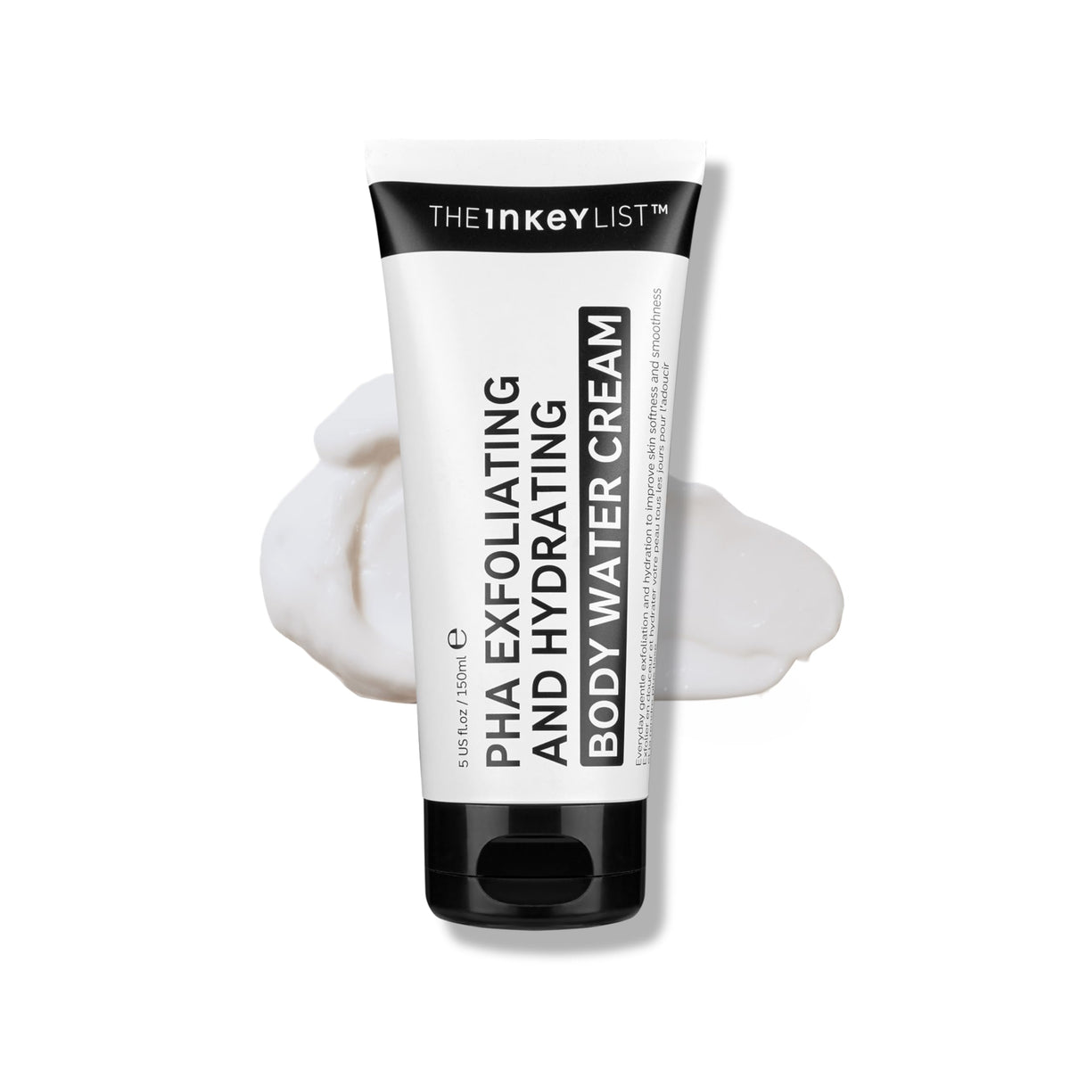 The INKEY List PHA Body Water Cream bottle for daily exfoliation and hydration.
