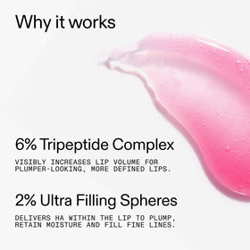 The INKEY List ingredient close-up highlights 6% Tripeptide Complex and hydrating spheres.
