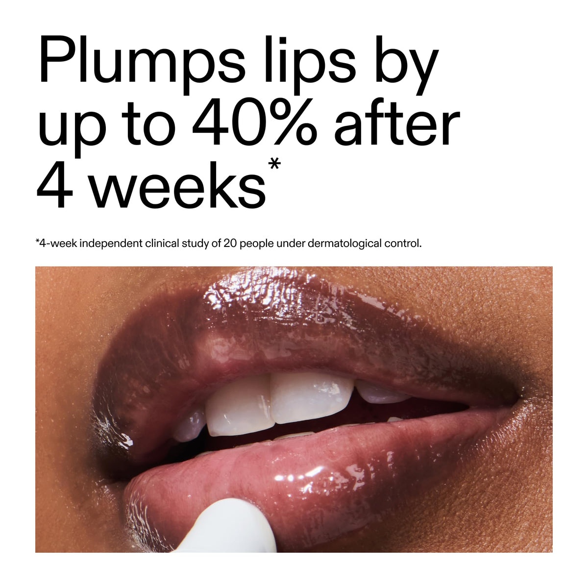 Lips wearing The INKEY List Tripeptide Plumping Lip Balm for natural sheen and fullness.