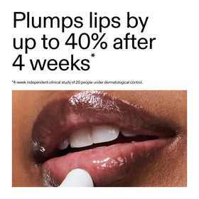 Lips wearing The INKEY List Tripeptide Plumping Lip Balm for natural sheen and fullness.