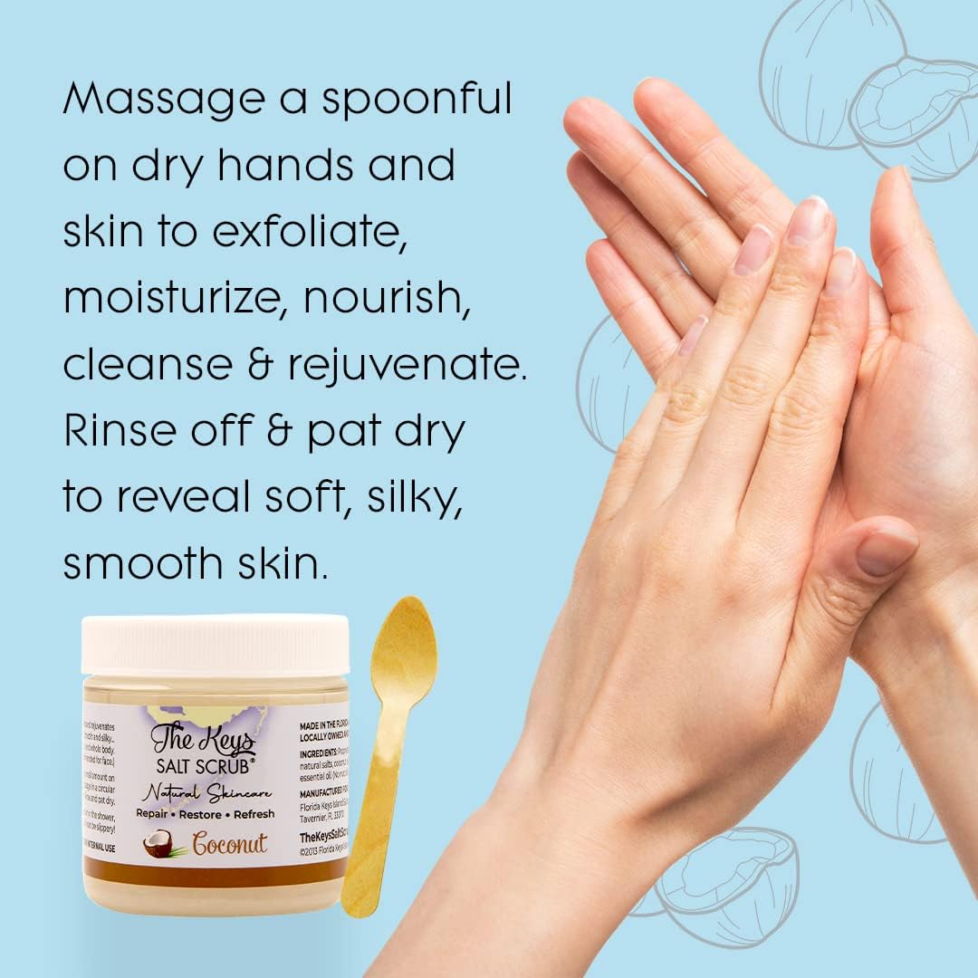 The Keys Salt Scrub hand exfoliation for smooth, hydrated skin.