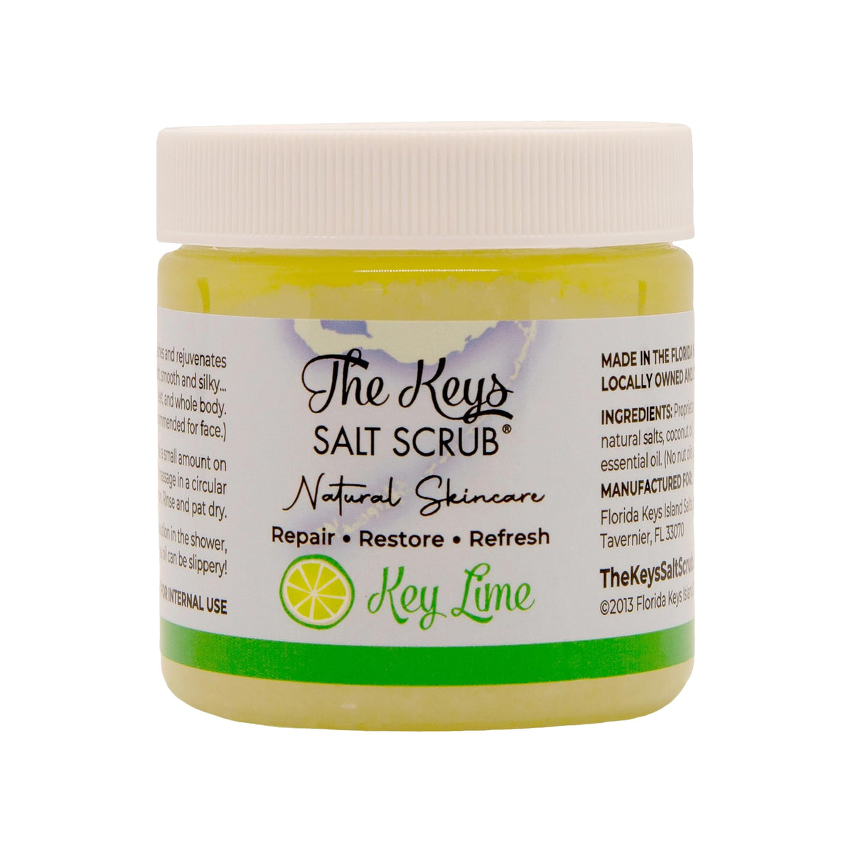 The Keys Salt Scrub travel-size packaging for on-the-go pampering