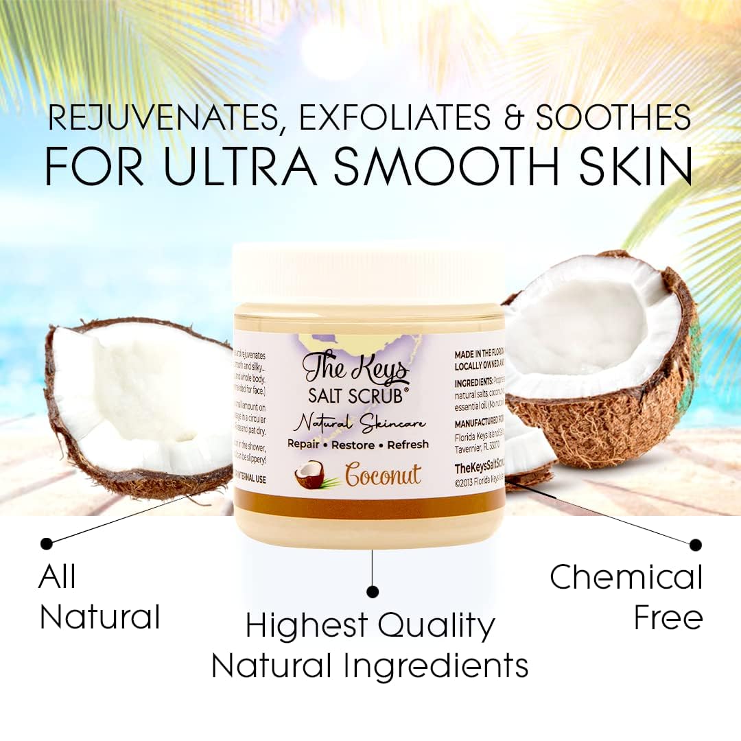 The Keys Salt Scrub travel-size packaging for on-the-go exfoliation.