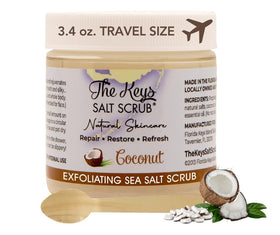 The Keys Salt Scrub wooden spoon included for easy scooping.