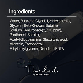 The Lab by Blanc Doux Oligo Hyaluronic Toner ingredients board for reference