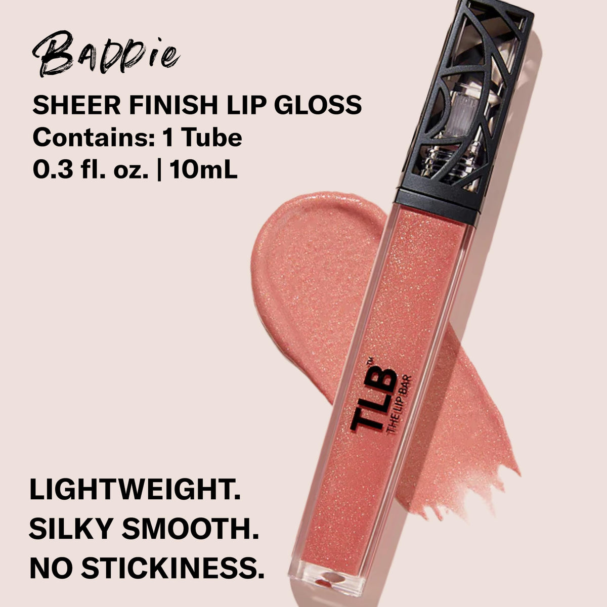 The Lip Bar Baddie gloss applicator provides smooth, precise lip color.