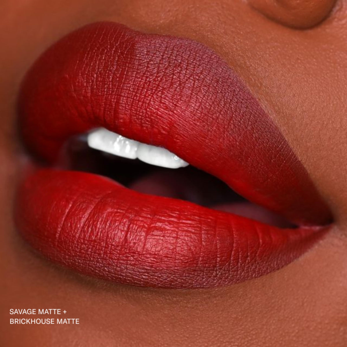 Close-up of long-lasting pigment staying all day with Brickhouse.