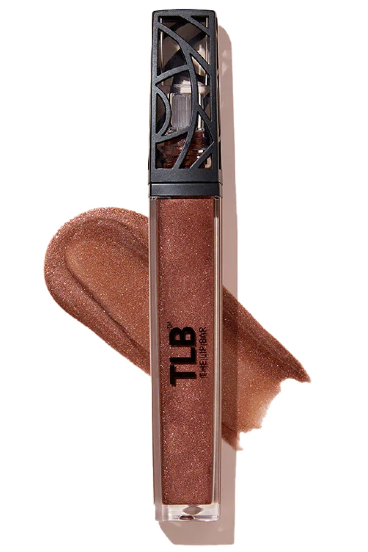 The Lip Bar Extra Brown Shimmer gloss bottle showing high shine finish