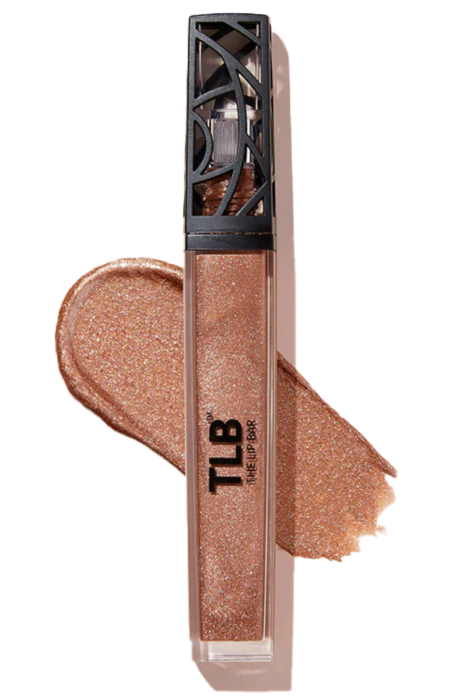 The Lip Bar Goddess gloss shows a golden bronze shimmer for radiant, non-sticky shine.