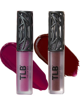 The Lip Bar Muse matte swatch on lips shows deep berry and smooth glide.