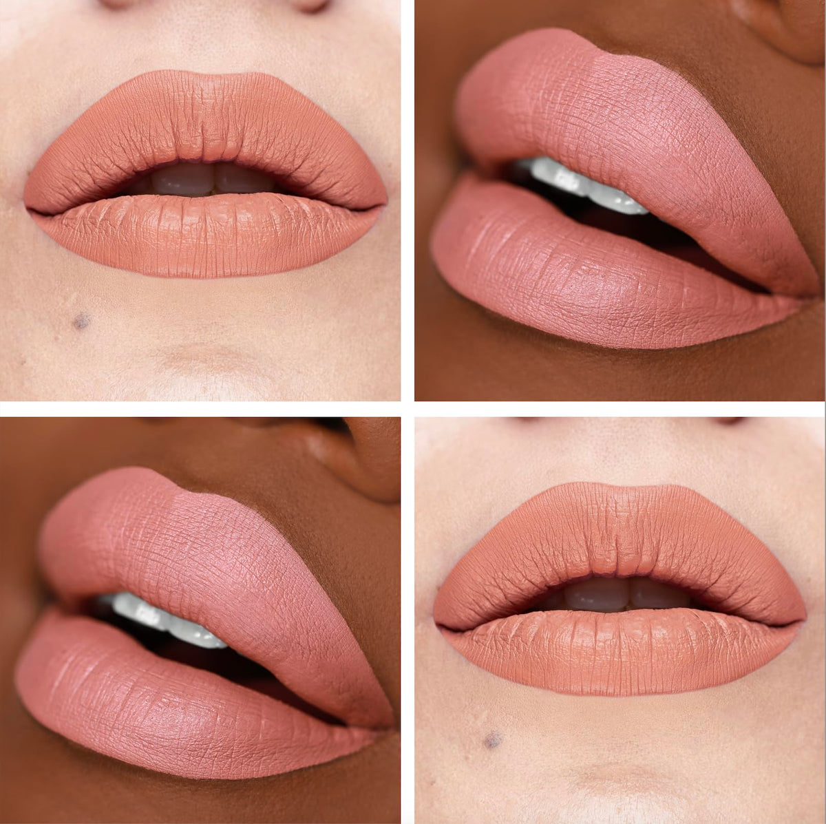 The Lip Bar Nonstop Liquid Matte Lipstick in Commando applied on lips for bold color