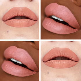 The Lip Bar Nonstop Liquid Matte Lipstick in Commando applied on lips for bold color