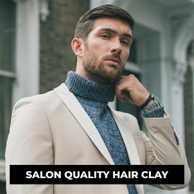 The London Grooming Company hair clay matte finish on neat hair look
