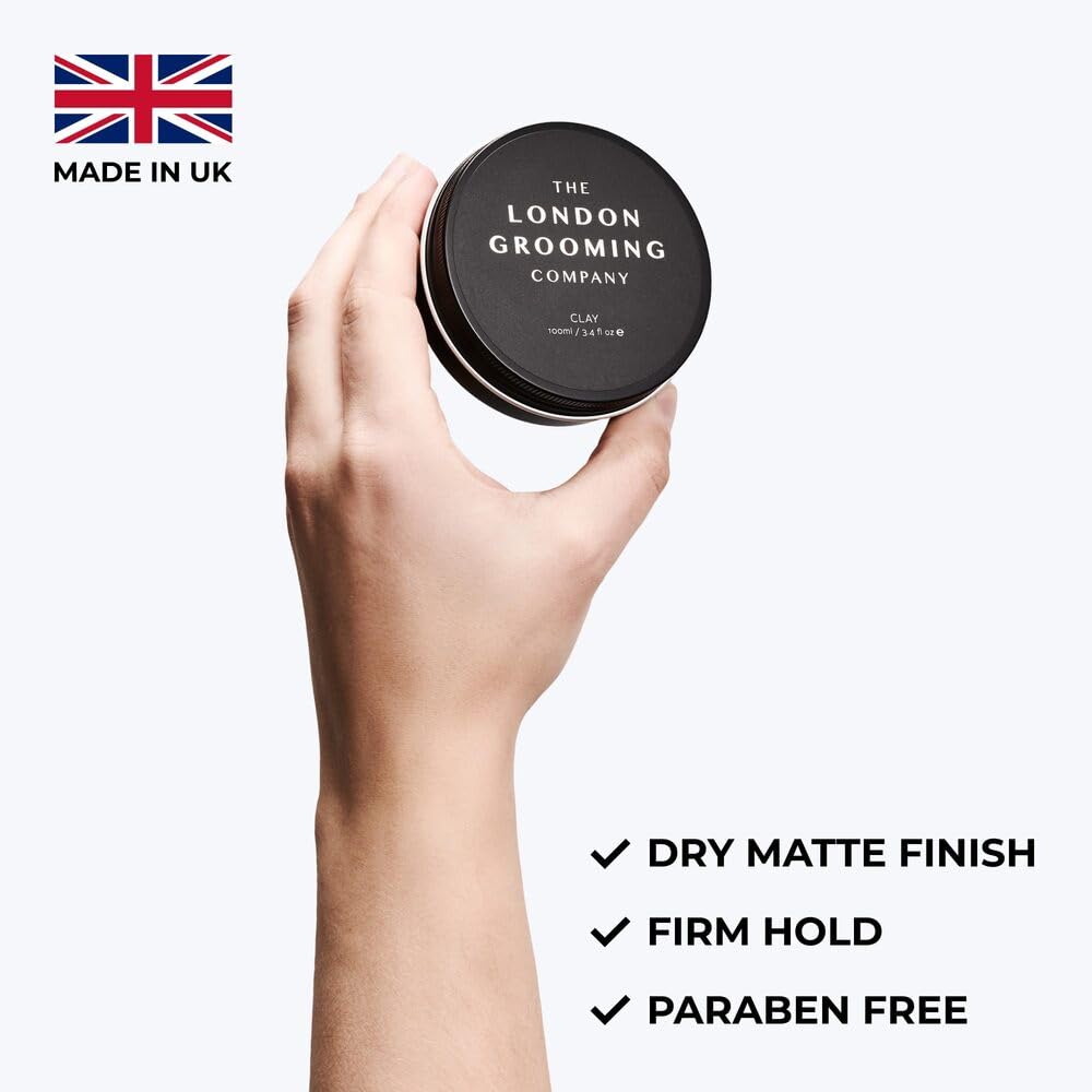 The London Grooming Company hair clay uses castor oil for moisture