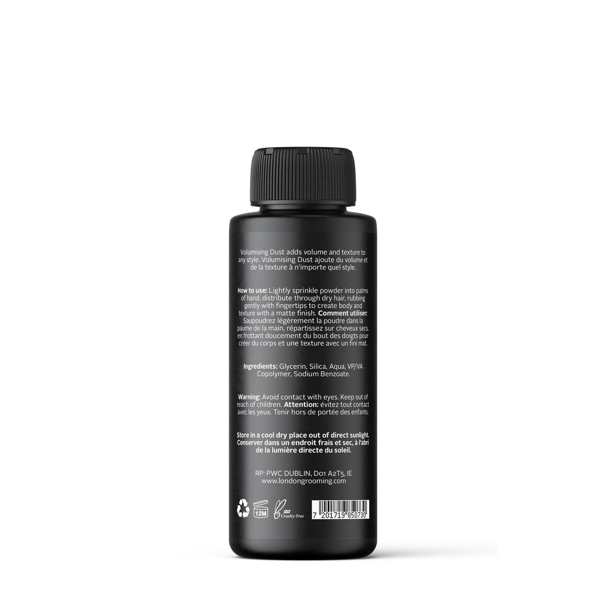 The London Grooming Company hair powder application shows easy root-to-tip styling.