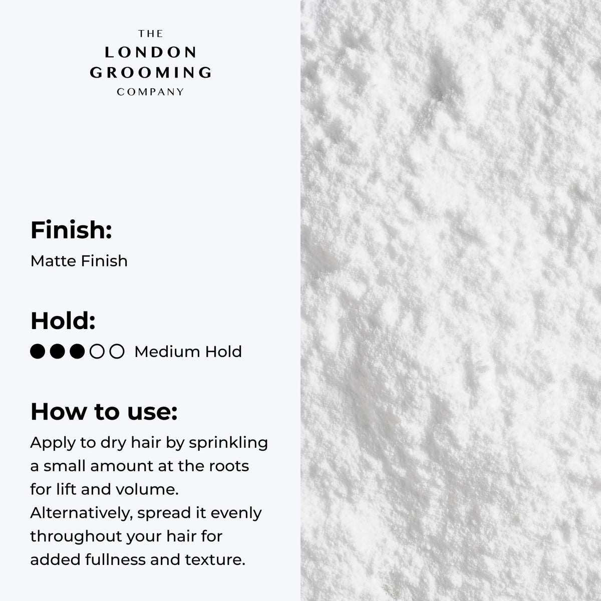 The London Grooming Company matte finish hair close-up demonstrates natural, non-greasy texture.