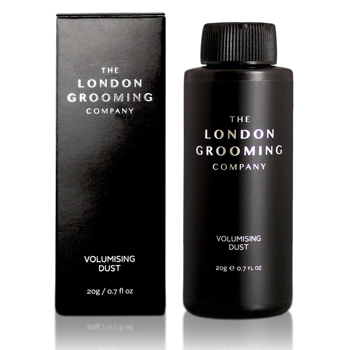 The London Grooming Company matte hair powder bottle for subtle texture and volume.