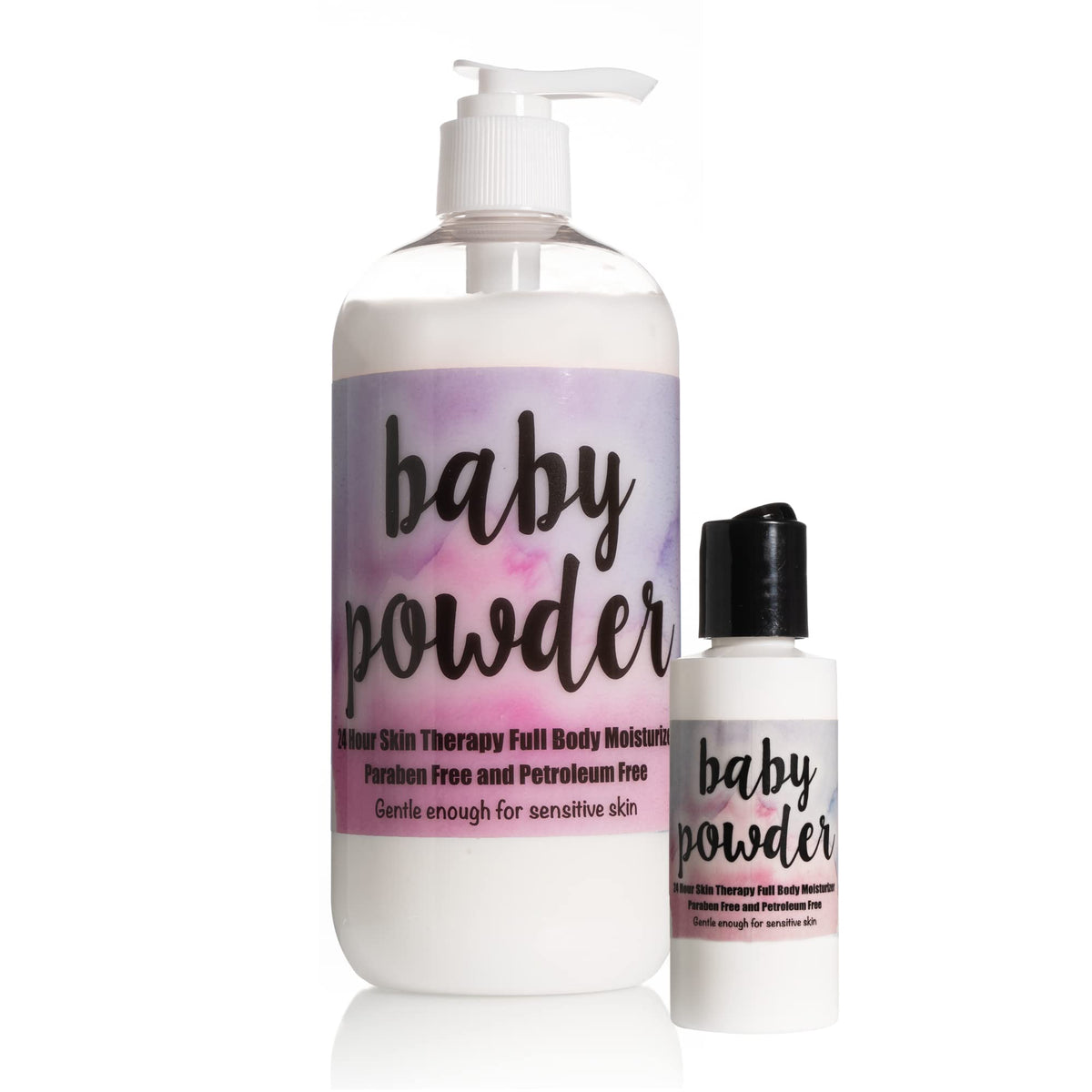 The Lotion Company 24 Hour Skin Therapy bottle pour shows quick-absorbing moisture on skin