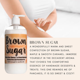 The Lotion Company brown sugar lotion amber jar close-up highlighting premium ingredients