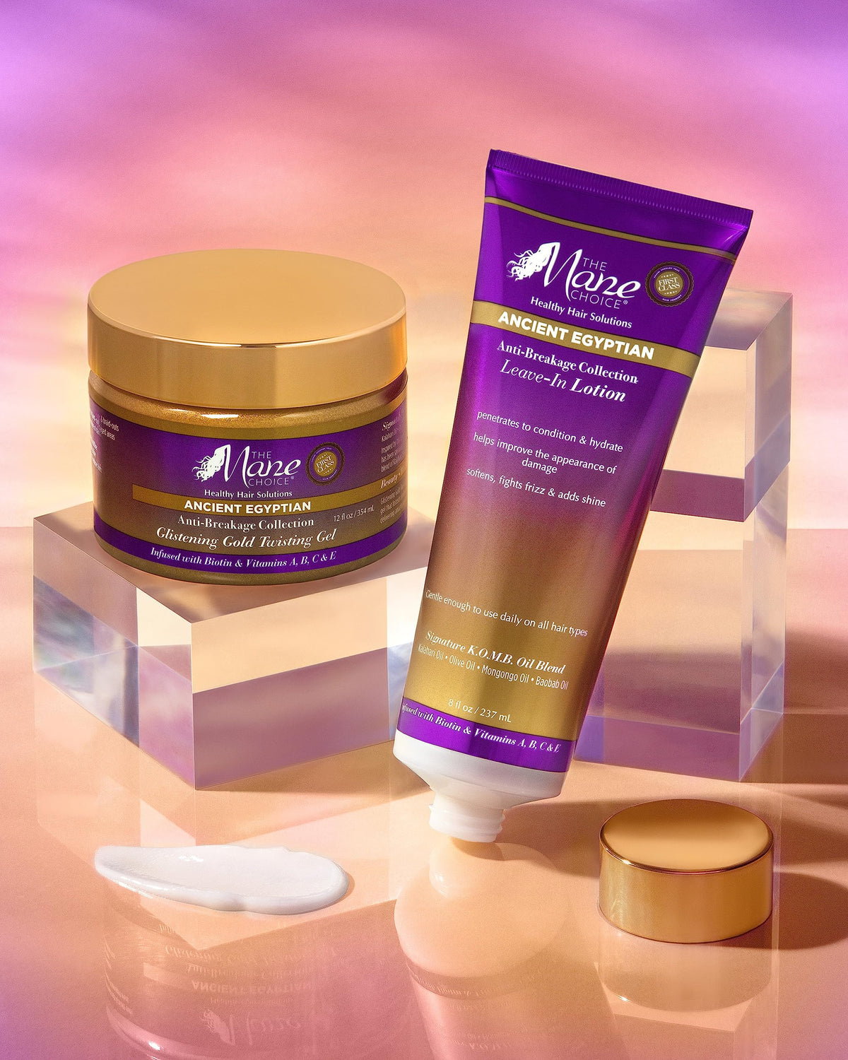 Braid-out styling with frizz-free finish using The Mane Choice gel.