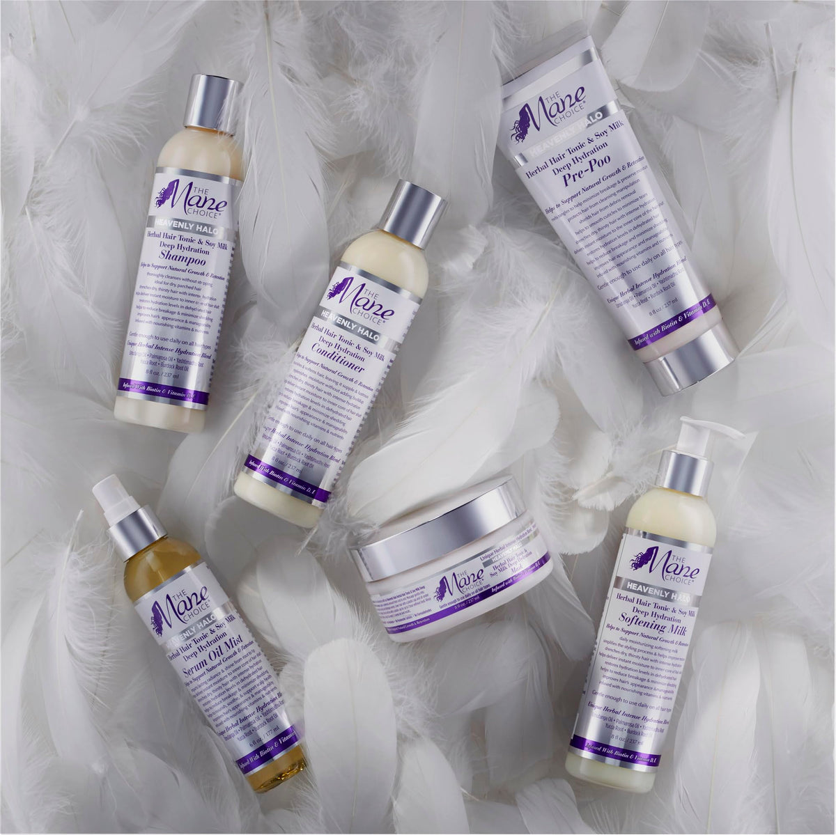 The Mane Choice Heavenly Halo cruelty-free ingredients panel emphasizes premium, animal-friendly formulation.