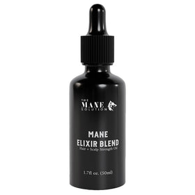 The Mane Solution Elixir bottle pouring for easy daily application.