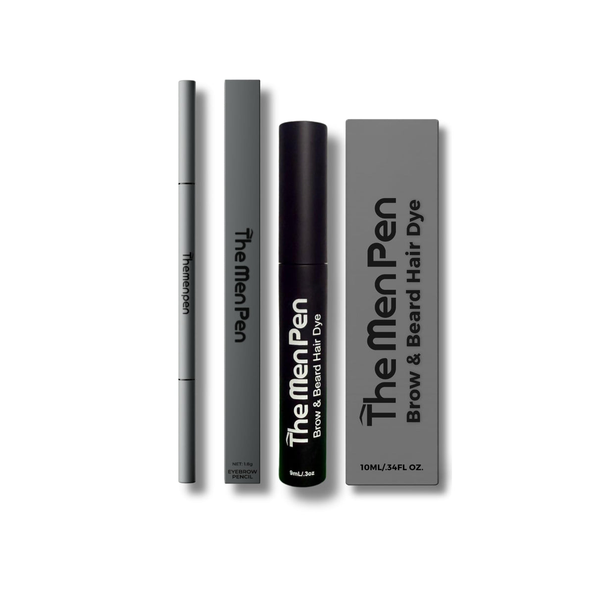 The Men Pen Eyebrow & Beard Dye-Wax Filler compact for on-the-go color and shaping.