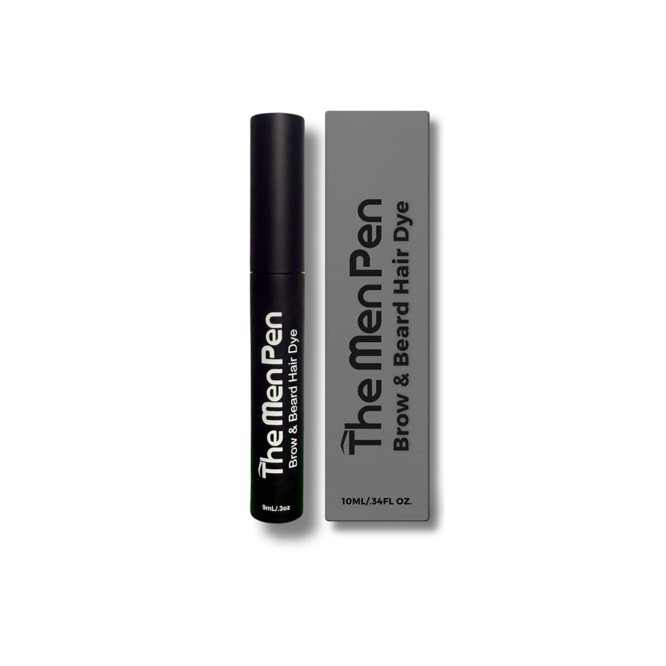 The Men Pen Eyebrow Dye applicator close-up for precise brow touch-ups.